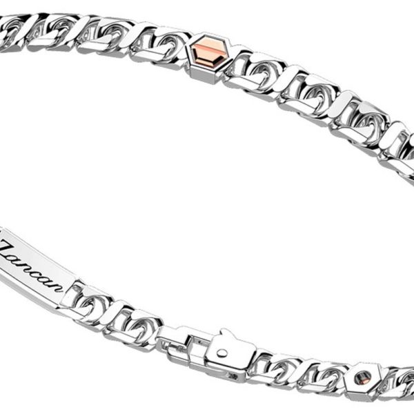 Bracciale a grumetta Zancan in argento con viti in oro rosa - immagine 2