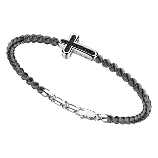 Bracciale Zancan in argento a sfere con croce e pietre nere