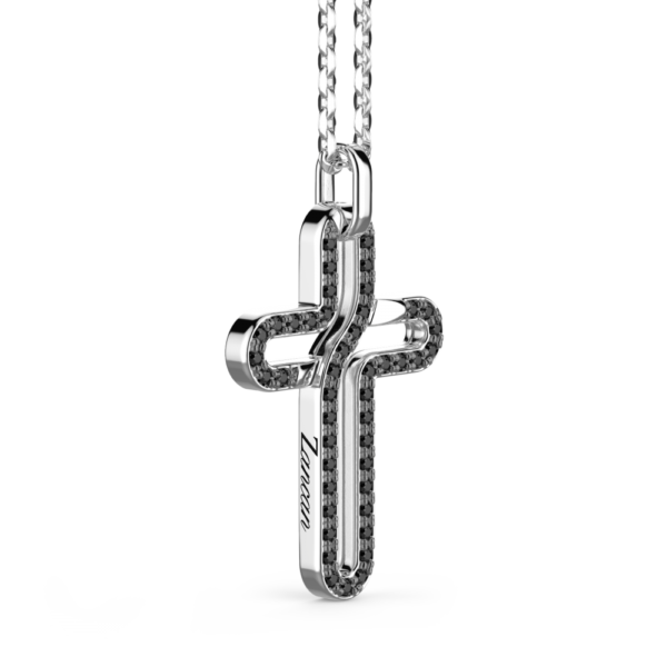 Collana Zancan in argento con pendente a croce e pietre nere - immagine 2