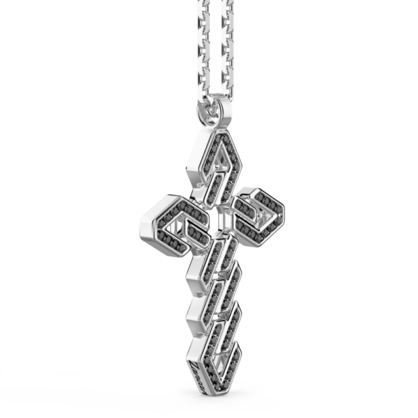 Collana Zancan in argento con pendente a croce e pietre nere - immagine 4